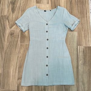 Gray blue linen mini dress
